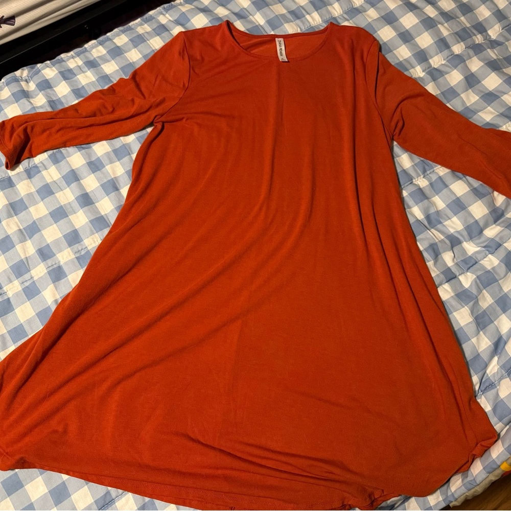 Zenana Outfitters Terracotta Long Sleeve Dress